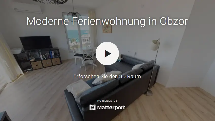 Startansicht des virtuellen Rundgangs durch eine Ferienwohnung in Obzor