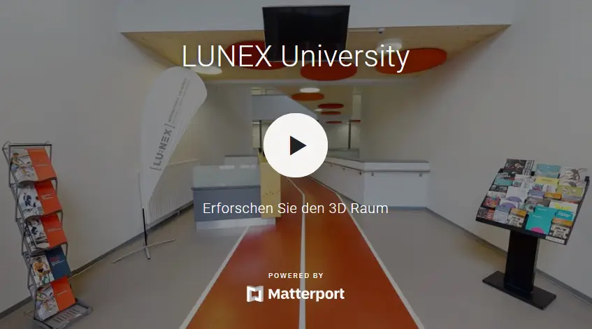 Startansicht des virtuellen Rundgangs durch die LUNEX University