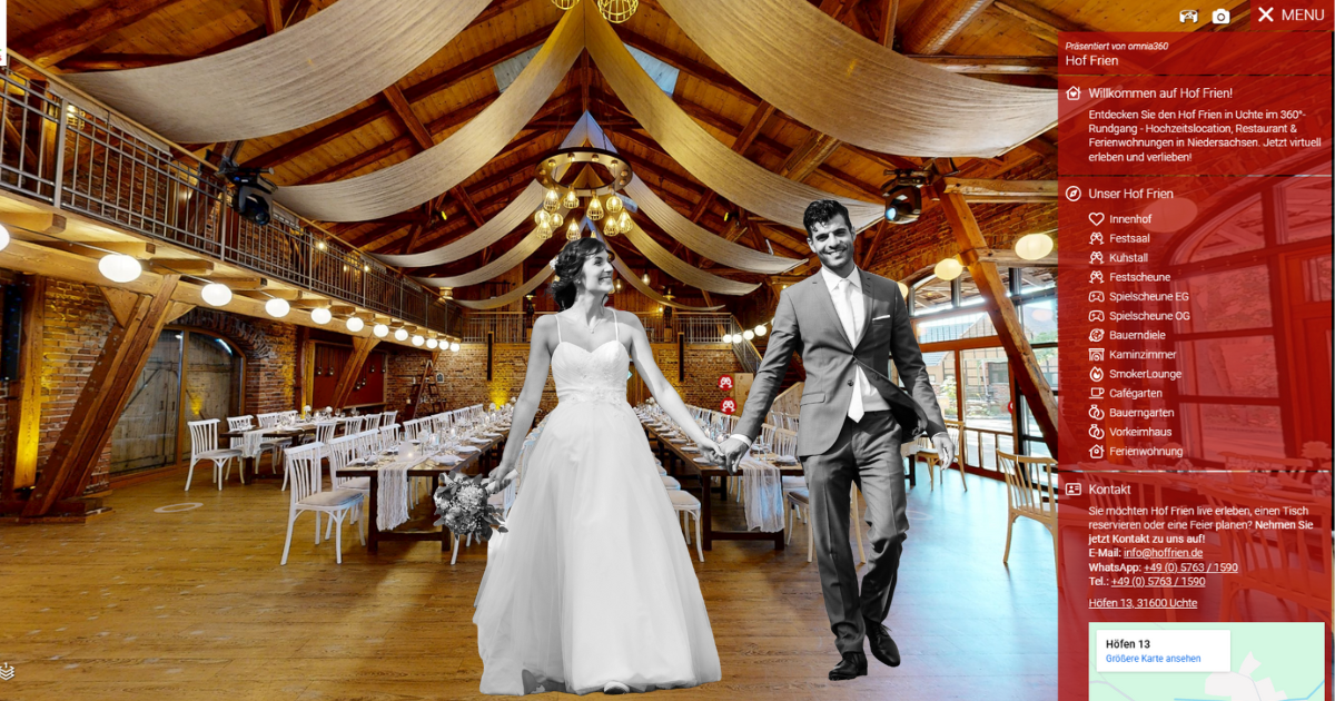 Hochzeitlocation im virtuellen Rundgang