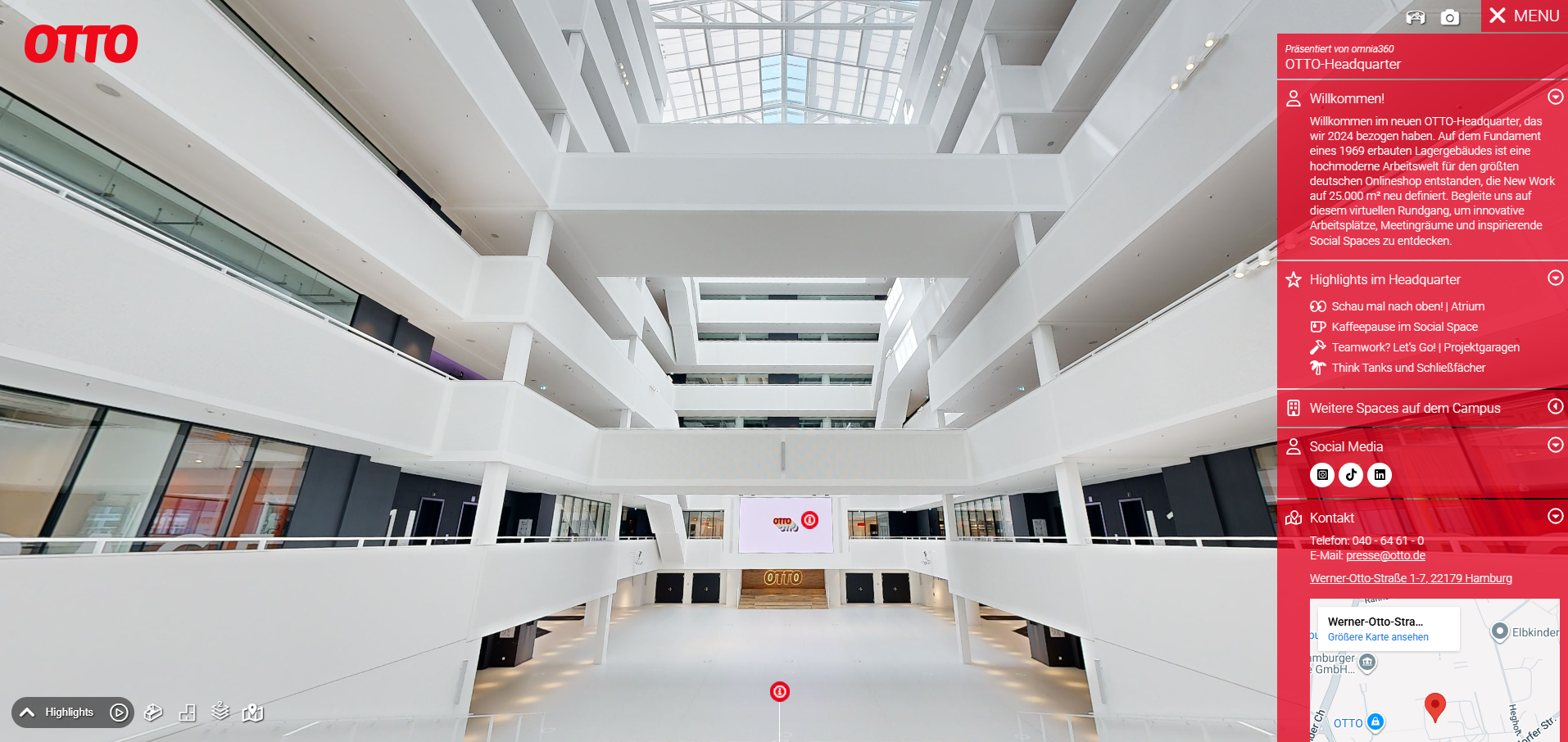 virtueller rundgang otto headquarter