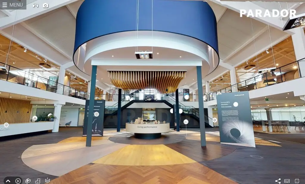 Virtueller Showroom im Parador Trend Center mit Ausstellungsfläche und Galerie